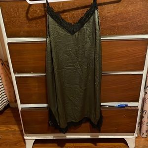 Army green slip dress